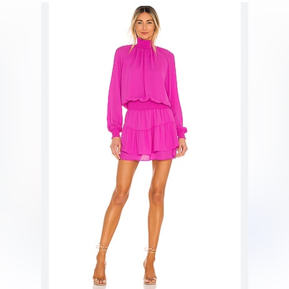 Krisa Turtleneck Ruffle Skirt Dress in Cocktail